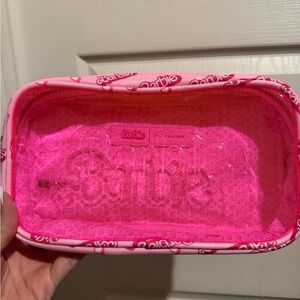 Barbie Hot Pink Clear Logo Cosmetic Pouch